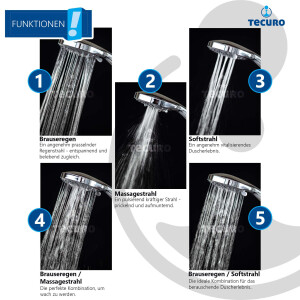 tecuro Brauseset ew-100 - mit 5 Funktionen Handbrause,...