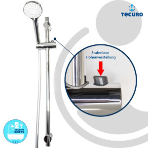 tecuro Brauseset ew-100 - mit 5 Funktionen Handbrause, Brauseschlauch 160 cm, Wandstange 70 cm