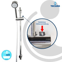 tecuro Brauseset ew-80 - mit 5 Funktionen Handbrause, Brauseschlauch 160 cm, Wandstange 70 cm