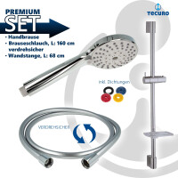 tecuro Brauseset Sunshine-100 - mit 5 Funktionen Handbrause, Brauseschlauch 160 cm, Wandstange in 2 Längen