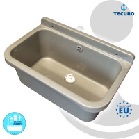 tecuro Ausgussbecken P55G, grau, mit Ablaufgarnitur und Siphon, 18 Liter, 550x340x210 mm