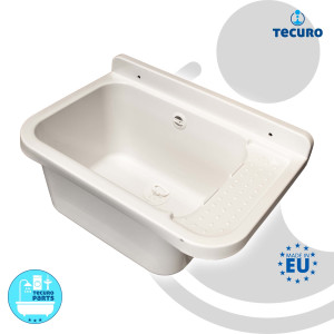 tecuro Ausgussbecken P50, weiß, mit Ablaufgarnitur und Siphon, 13,5 Liter, 500x340x210 mm