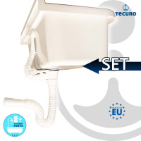 tecuro Ausgussbecken P50, weiß, mit Ablaufgarnitur und Siphon, 13,5 Liter, 500x340x210 mm