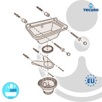 tecuro Ausgussbecken P50, weiß, mit Ablaufgarnitur und Siphon, 13,5 Liter, 500x340x210 mm