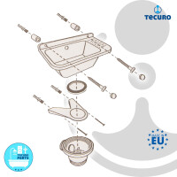 tecuro Ausgussbecken P60, weiß, mit Ablaufgarnitur und Siphon, 17 Liter, 590x340x210 mm