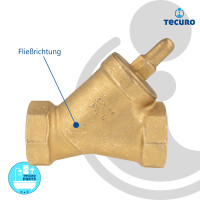 tecuro Schrägsitz Rückschlagventil Rp 2 Zoll (DN 50) - Muffenanschluss, Messing blank