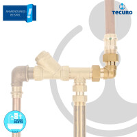 tecuro Winkel 90°, beidseitig Überwurfmutter 3/4 Zoll (flachdichtend) - MS-blank CW617N