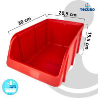 Sichtlagerkasten - Sichtbox Größe 4 - rot, 336 x 205 x 154 mm - gebraucht