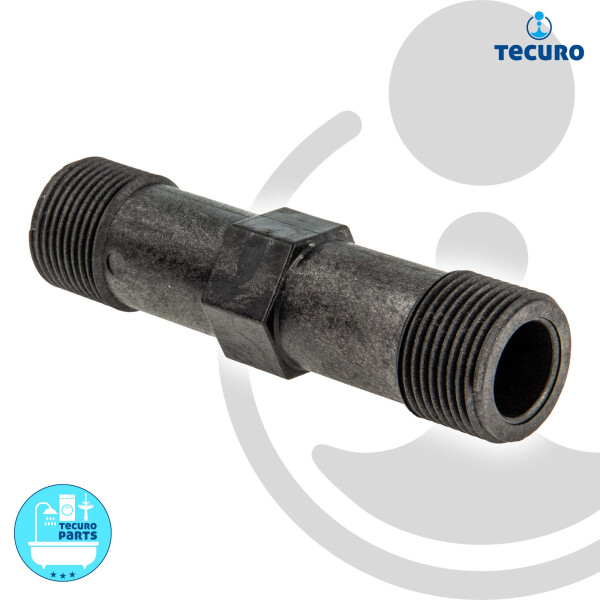 tecuro Passstück 1 Zoll (DN20) x 130 mm für Wasserzähler Wärmemengenzähler - Kunststoff schwarz