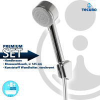 tecuro Wannenset ew-80 - mit 5 Funktionen Handbrause, Brauseschlauch 125 cm, Wandhalter
