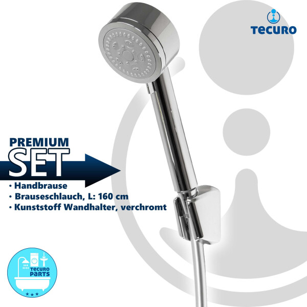tecuro Wannenset ew-80 - mit 5 Funktionen Handbrause, Brauseschlauch 160 cm, Wandhalter