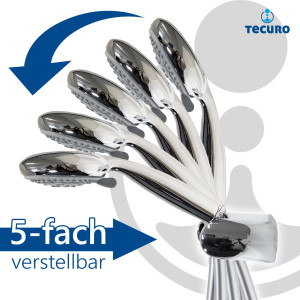 tecuro Wannenset ew-easy-100 - mit 5 Funktionen Handbrause, Brauseschlauch, Wandhalter 5-fach verstellbar