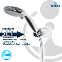 tecuro Wannenset ew-easy-100 - mit 5 Funktionen Handbrause, Brauseschlauch 160 cm, Wandhalter 5-fach verstellbar