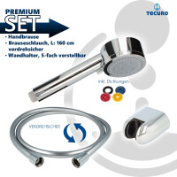 tecuro Wannenset ew-80 - mit 5 Funktionen Handbrause, Brauseschlauch, Wandhalter 5-fach verstellbar