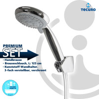 tecuro Wannenset ew-easy-100 - mit 5 Funktionen Handbrause, Brauseschlauch 125 cm, Wandhalter 3-fach verstellbar