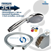 tecuro Wannenset ew-easy-100 - mit 5 Funktionen Handbrause, Brauseschlauch 160 cm, Wandhalter 3-fach verstellbar