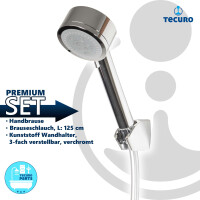 tecuro Wannenset ew-80 - mit 5 Funktionen Handbrause, Brauseschlauch 125 cm, Wandhalter 3-fach verstellbar