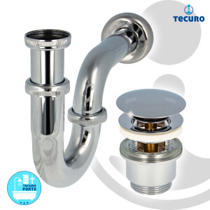 tecuro Siphon mit Pop Up Ablaufventil verchromt -...