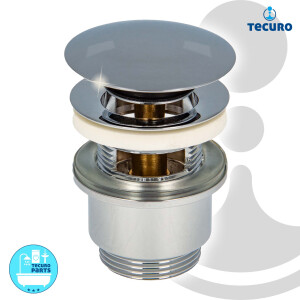 tecuro Siphon extra lang mit Pop Up Ablaufventil verchromt - Universal Set für Waschtisch / Waschbecken