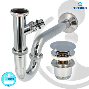 tecuro Siphon mit Pop Up Ablaufventil verchromt -...