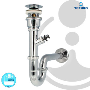 tecuro Siphon mit Pop Up Ablaufventil verchromt - Universal Set für Waschtisch / Waschbecken