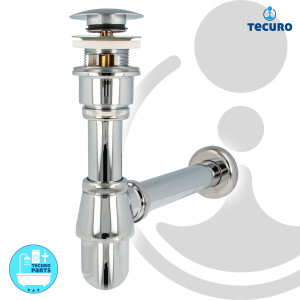 tecuro Siphon mit Pop Up Ablaufventil verchromt -...