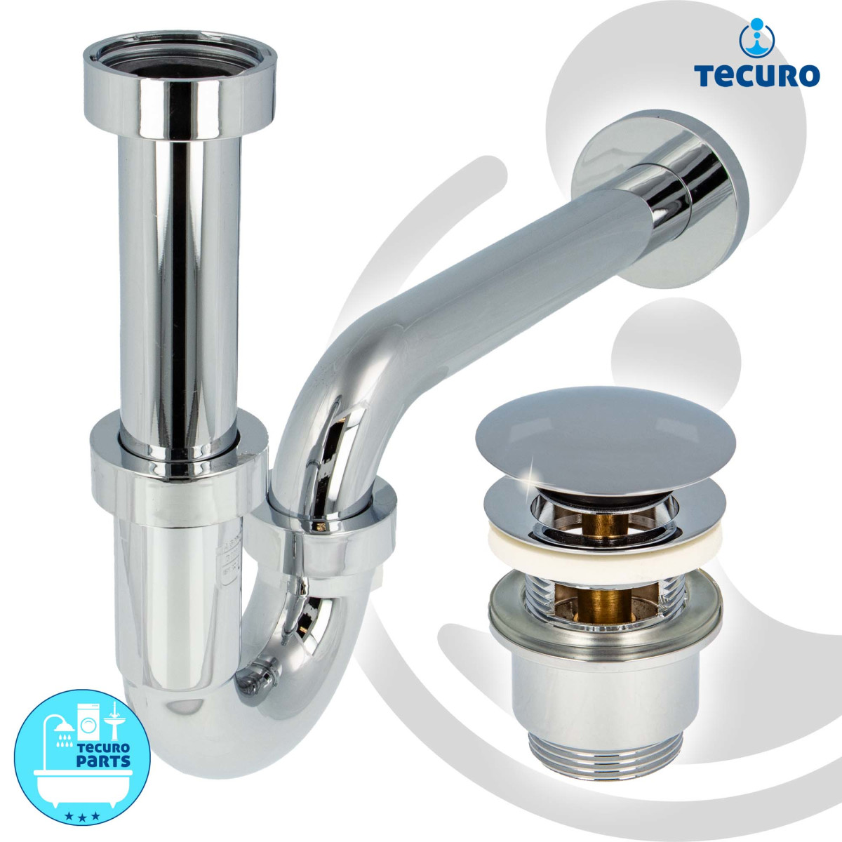 tecuro Siphon extra lang mit Pop Up Ablaufventil...