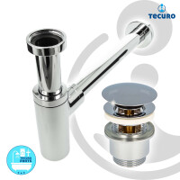 tecuro Siphon mit Pop Up Ablaufventil verchromt - Universal Set für Waschtisch / Waschbecken