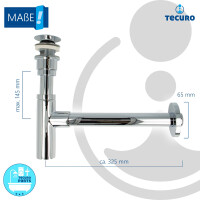 tecuro Siphon mit Pop Up Ablaufventil verchromt - Universal Set für Waschtisch / Waschbecken
