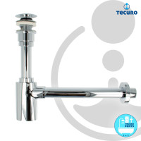 tecuro Siphon mit Pop Up Ablaufventil verchromt - Universal Set für Waschtisch / Waschbecken