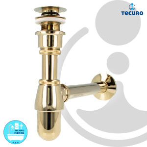 tecuro Siphon mit Pop Up Ablaufventil vergoldet -...