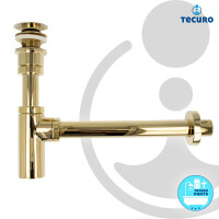 tecuro Siphon mit Pop Up Ablaufventil vergoldet - Universal Set für Waschtisch / Waschbecken