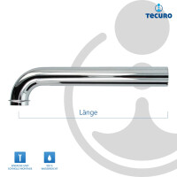 tecuro Wandrohr mit 90° Bogen für Siphon Geruchsverschluss Waschbecken, Ø 32 mm, Länge 220 mm, Edelstahl verchromt