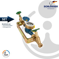 Hauswasserzähler Baulänge 190 mm, inkl Einbaugarnitur 1 Zoll, starre Ausführung, verzinkt