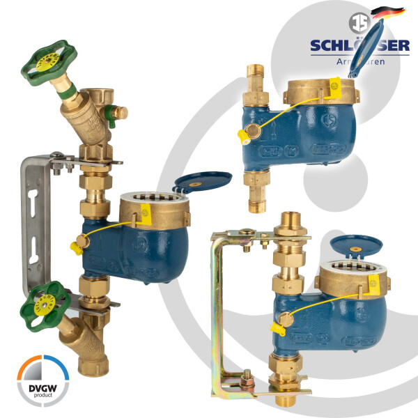 Steigrohr Hauswasserzähler Kombi-Set, Baulänge 105 mm, verschiedene Ausführungen