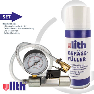 Gefäßfüller (brennbar) 400 ml - ULITH 244200 und Anschlussadapter mit Manometer 0-6 bar