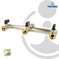 tecuro 3-Wege Verteiler 3/4 Zoll mit 3 x Kugelventil, für Zapfstelle, Messing vernickelt