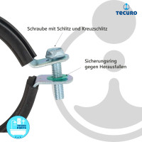 tecuro Schraub-Rohrschelle, M8/M10 Anschlussgewinde, verzinkt mit Schallschutzeinlage