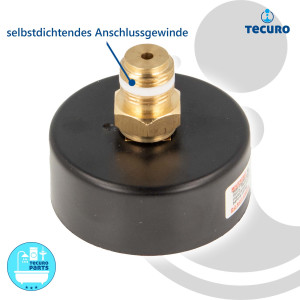 tecuro Heizungsmanometer 0-4 bar, Ø 63 mm 1/4 Zoll bzw. 3/8 Zoll Anschluss hinten/unten