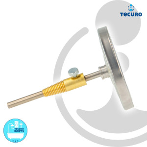 tecuro Ø 80 mm Bi-Metall Rauchgas - Thermometer 0 - 500°C mit Sonde 100 mm und Klemmkonus