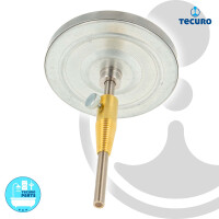 tecuro Ø 80 mm Bi-Metall Rauchgas - Thermometer 0 - 500°C mit Sonde 100 mm und Klemmkonus
