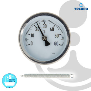 tecuro Bi-Metall Anlegethermometer 0 - 60°C -...