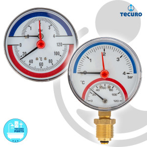 tecuro Ø 80 mm Bi-Metall Thermometer 0 - 120°C...