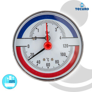 tecuro Ø 80 mm Bi-Metall Thermometer 0 - 120°C...