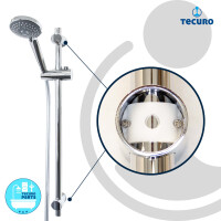 tecuro Brauseset Komfort-100 - mit 3 Funktionen Handbrause, Brauseschlauch 160 cm, Wandstange 70 cm