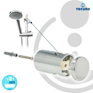 tecuro Brauseset Komfort-100 - mit Handbrause 1-strahlig, Brauseschlauch 150 cm, Wandstange in 3 Längen