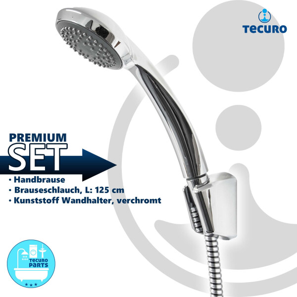 tecuro Wannenset Komfort-70 - mit Handbrause 1-strahlig, Brauseschlauch, Wandhalter