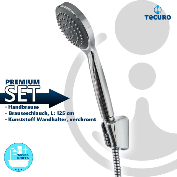 tecuro Wannenset Komfort-100 - mit Handbrause 1-strahlig, Brauseschlauch, Wandhalter
