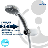 tecuro Wannenset Komfort-70 - mit 3 Funktionen Handbrause, Brauseschlauch 125 cm, Wandhalter 5-fach verstellbar