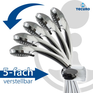 tecuro Wannenset Komfort-70 - mit 3 Funktionen Handbrause, Brauseschlauch 160 cm, Wandhalter 5-fach verstellbar